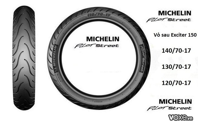 Vỏ michelin 14070-17 gắn bánh sau xe exciter 150 có được không - 2